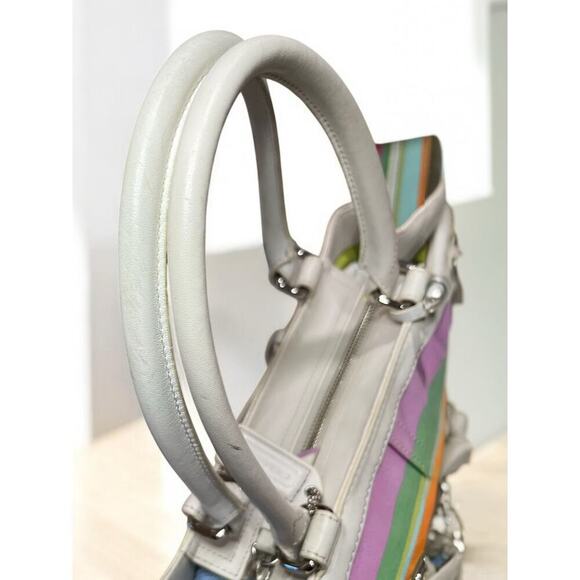 Y2K Coach F10704 Hamptons Stripe Satchel Bag & Large Wristlet - Picture 13 of 16